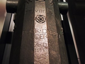 Barrel of gun showing inscription indicating that it was commissioned by Henry VIII for the re-fit in the mid 1530s when the number of large guns was increased
