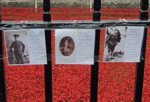 People have added their own personal memorials to the railings surrounding the moat