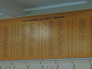 The honours board in the Home dressing room
