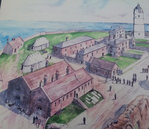 Tynemouth castle as an 19th century army barracks 