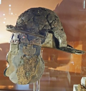 Roman helmet from destruction layer of AD60 (Colchester Museum)