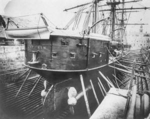 HMS Captain in dock  [Public domain], via Wikimedia Commons