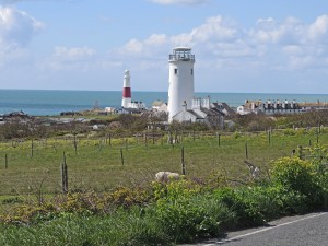 Looking south towards the Bill with the Old and New lighthouses