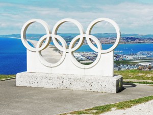 Olympic Rings on Portland heights commemorating the 2012 Olympics venue