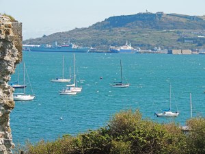 Looking from Sandsfoot castle towards Portland castle