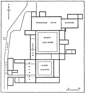 "Blackfriars Monastery, London - ground plan" by Joseph Quincy Adams - The Project Gutenberg eBook, Shakespearean Playhouses, by Joseph Quincy Adams - http://www.gutenberg.org/files/22397/22397-h/22397-h.htm. Licensed under Public Domain via Wikimedia Commons - https://commons.wikimedia.org/wiki/File:Blackfriars_Monastery,_London_-_ground_plan.png#/media/File:Blackfriars_Monastery,_London_-_ground_plan.png