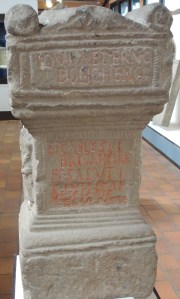 A remarkable triple devotion to Jupiter Dolichenus (a Syrian Sky Deity); Caelestis Brigantia (a diety of the local Brigantian tribe) and to Sulis (Goddess of health)