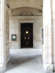 The unassuming church entrance which was passed by all those crossing London Bridge