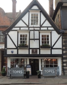 This is the house which Charles Dickens used as the home of Mr Tope, the head verger at Rochester Cathedral in 'The mystery of Edwin Drood'
