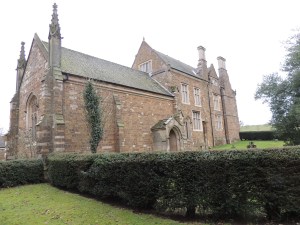 The oldest remaining section of the house. The 12/13th century chapel on the left and the section at the front of the house icorporates elements from the house of 1550.