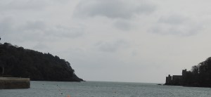 The mouth of the harbour with the sea beyond